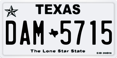 TX license plate DAM5715