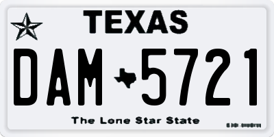 TX license plate DAM5721