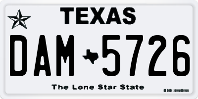TX license plate DAM5726