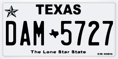 TX license plate DAM5727