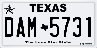 TX license plate DAM5731