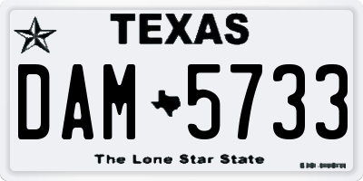TX license plate DAM5733