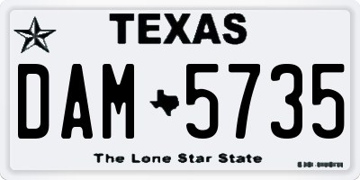 TX license plate DAM5735