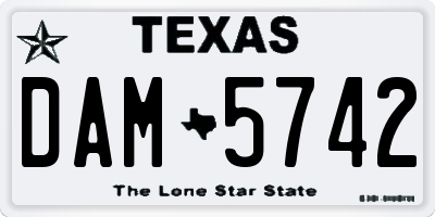 TX license plate DAM5742