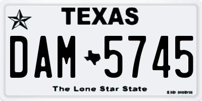 TX license plate DAM5745