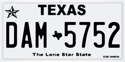 TX license plate DAM5752
