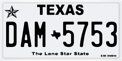 TX license plate DAM5753