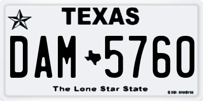 TX license plate DAM5760