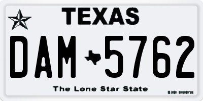 TX license plate DAM5762