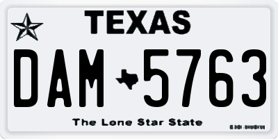 TX license plate DAM5763
