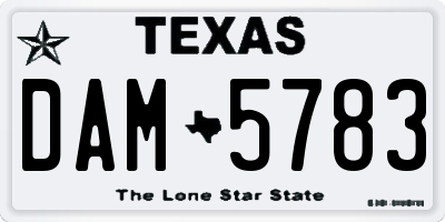 TX license plate DAM5783