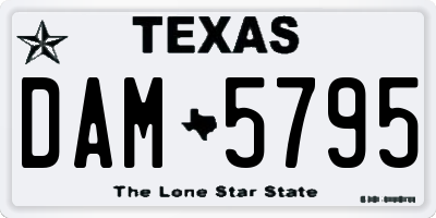 TX license plate DAM5795