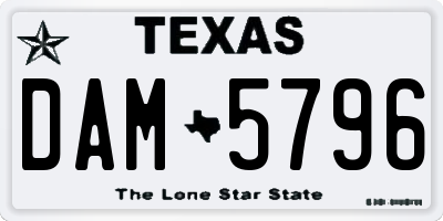 TX license plate DAM5796