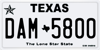 TX license plate DAM5800