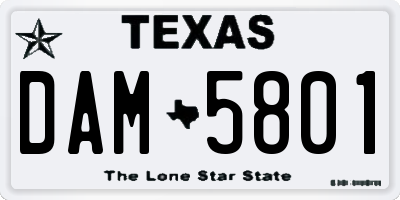 TX license plate DAM5801