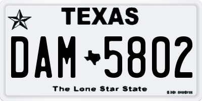TX license plate DAM5802