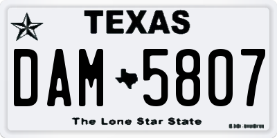 TX license plate DAM5807