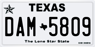 TX license plate DAM5809