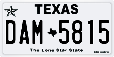 TX license plate DAM5815