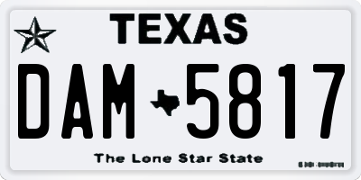 TX license plate DAM5817