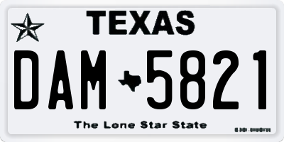 TX license plate DAM5821