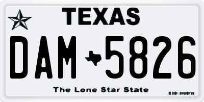 TX license plate DAM5826