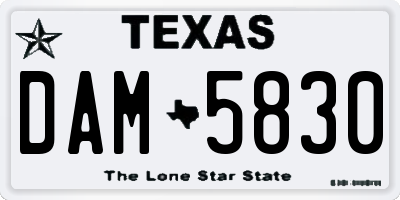 TX license plate DAM5830