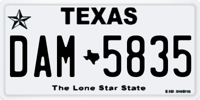 TX license plate DAM5835