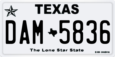 TX license plate DAM5836