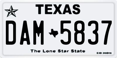 TX license plate DAM5837