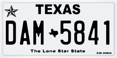TX license plate DAM5841