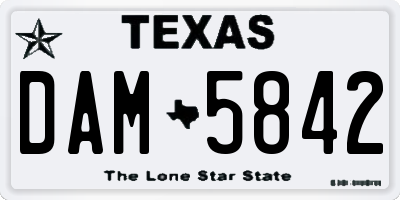 TX license plate DAM5842