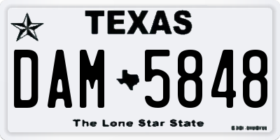 TX license plate DAM5848