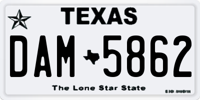 TX license plate DAM5862