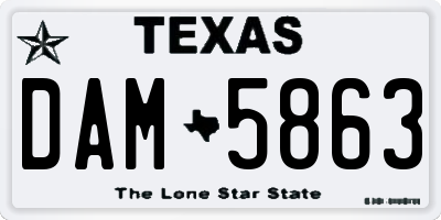 TX license plate DAM5863