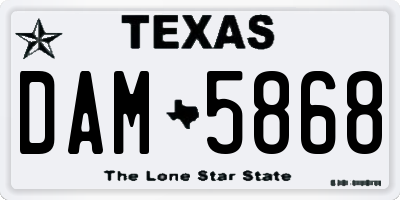TX license plate DAM5868