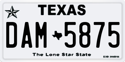 TX license plate DAM5875