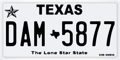 TX license plate DAM5877