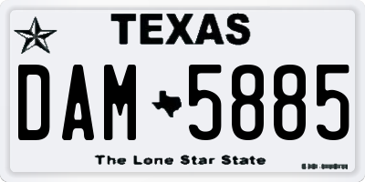 TX license plate DAM5885