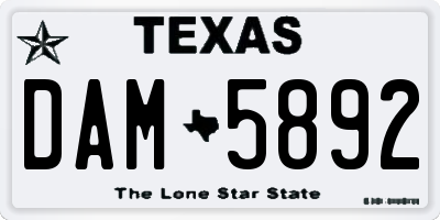 TX license plate DAM5892