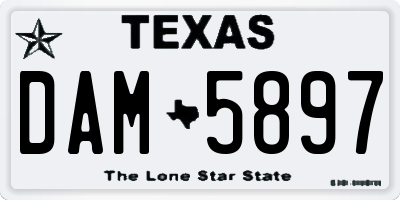 TX license plate DAM5897
