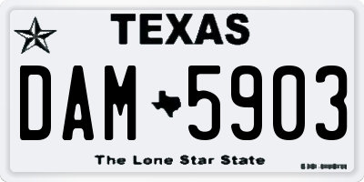TX license plate DAM5903
