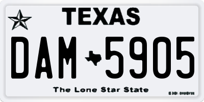 TX license plate DAM5905