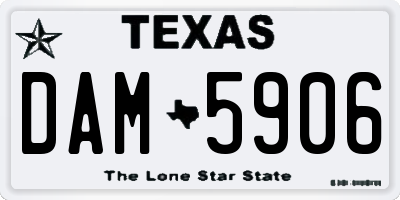 TX license plate DAM5906