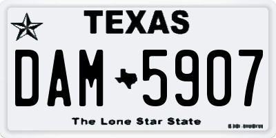 TX license plate DAM5907
