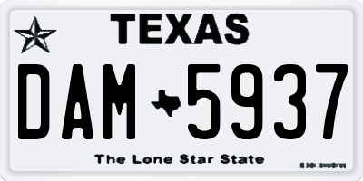 TX license plate DAM5937