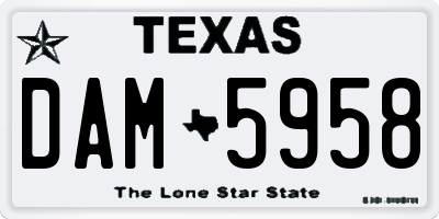 TX license plate DAM5958