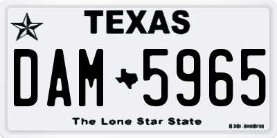 TX license plate DAM5965