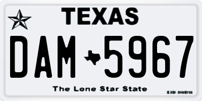 TX license plate DAM5967