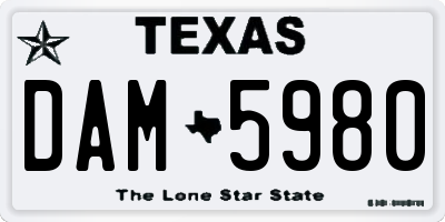 TX license plate DAM5980